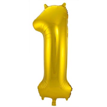Folie Ballon cijfer 1 Goud 86 cm, Hobby en Vrije tijd, Feestartikelen, Verzenden, Nieuw, Versiering, Verjaardag