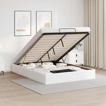 vidaXL Bedframe zonder matras 140x200 cm kunstleer wit, Overige materialen, Verzenden, Wit, 140 cm
