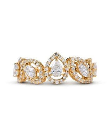 Statement ring - 14 karaat Geel goud - 1.51ct. tw. Diamant