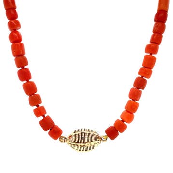 Bloedkoraal collier met gouden sluiting 14 krt, Ophalen of Verzenden, Nieuw
