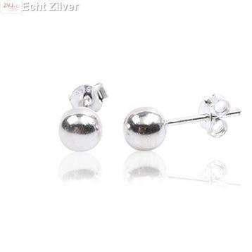 Zilveren oorknoppen 6 mm bal, Verzenden, Nieuw, Zilver
