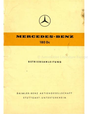 1961 MERCEDES BENZ TYP 180 Dc INSTRUCTIEBOEKJE DUITS