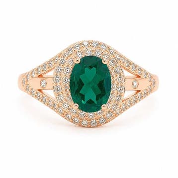 Zonder minimumprijs - Ring Verguld Smaragd - Diamant - 18k, Nieuw