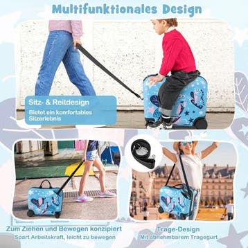 2dekans | Coast - Kinderkofferset - 4-in-1 - Wielen - Rugzak, Sieraden, Tassen en Uiterlijk, Ophalen of Verzenden, Zo goed als nieuw