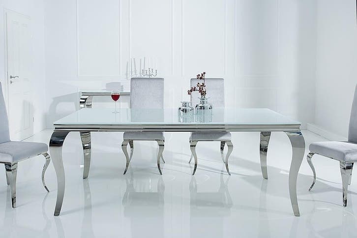 Eettafel Modern Barok 180cm wit zilver/ 37903, Huis en Inrichting, Tafels | Eettafels, Ophalen of Verzenden