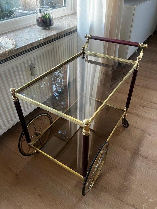Serveerwagen - Gelakt messing, Antiek en Kunst, Kunst | Designobjecten