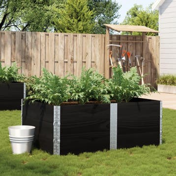 vidaXL Plantenbak 150x100 cm massief grenenhout zwart, Verzenden, Nieuw, Hout