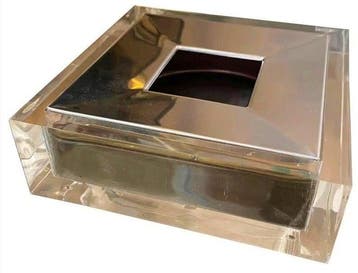 Asbak - helder plexiglas en aluminium