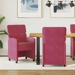 vidaXL Eetkamerstoelen met Wieltjes 2 pcs Wijnrood 58 x 65 x, Huis en Inrichting, Stoelen, Verzenden, Nieuw, Rood