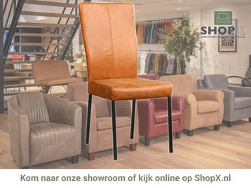 Leren eetkamerstoel Daily - Vintage Cognac (cognac) - Poten, Bruin, Nieuw, Leer, Ophalen of Verzenden