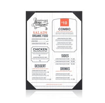 A4 Menumap voor 1 menukaart - Zwart