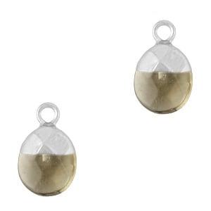 1 x Natuursteen bedel Smoky Quartz 14 x 8 mm – oogje 1,9.., Ophalen of Verzenden, Nieuw, Bedel