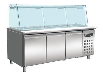 Saladette X 1/1 GN | RVS | 3 Deurs | Glasopstand | 1795x700x, Ophalen of Verzenden, Nieuw