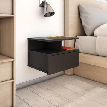 vidaXL Nachtkastje zwevend 40x31x27 cm bewerkt hout zwart, Minder dan 45 cm, Verzenden, Nieuw, Minder dan 55 cm