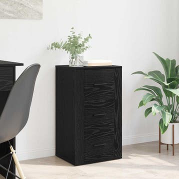 vidaXL Dressoir Zwart Eiken 40 x 33 x 70 cm Bewerkt hout, Huis en Inrichting, Kasten | Dressoirs, Verzenden, Nieuw, Overige houtsoorten