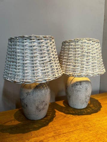 Tafellamp (2) - Twee kruik lampen - Aardewerk - Twee