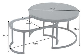 Design salontafel set van 2 ELEGANCE 70cm zwart grijs marmer, Ophalen of Verzenden, Nieuw