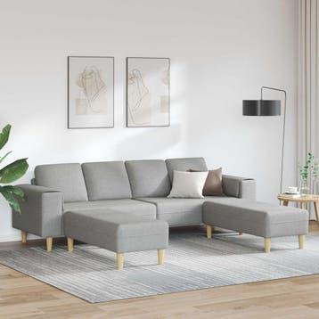 vidaXL Woonkamer Bank 3 st Wolkengrijs Polyester, Verzenden, Nieuw, Kunststof, 150 tot 200 cm