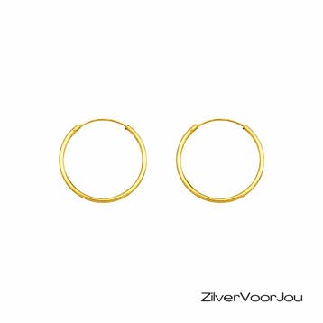 925 zilveren gold plated oorringen 26 x 1.2 mm, Verzenden, Nieuw, Zilver