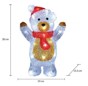 Kerstversiering Kerstfiguren LED Acryl Teddy Staand, Diversen, Verzenden, Nieuw