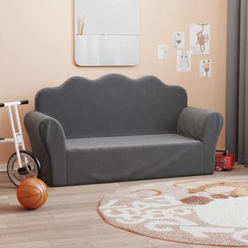 vidaXL Kinderbank 2-zits zacht pluche antracietkleurig, Verzenden, Nieuw