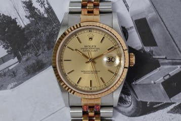 Rolex Datejust 36 16233 Champagne Wijzerplaat 1996, Staal, Polshorloge, Ophalen of Verzenden, Zo goed als nieuw