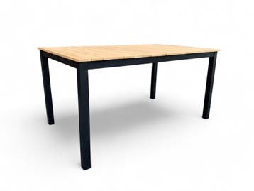 Tuintafel / Eettafel Dayton Teakhout 150x90cm Zwart, Tuin en Terras, Tuintafels, Ophalen of Verzenden, Nieuw