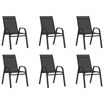 Stapelbare Tuinstoelen Zwart | Tweedekansje | OP=OP, Tuin en Terras, Tuinstoelen, Ophalen of Verzenden, Zo goed als nieuw, Textileen
