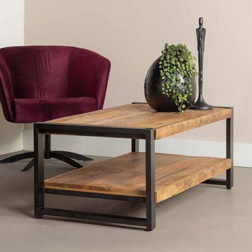 Salontafel Mangohout Britt 110 Dubbele Laag cm, Huis en Inrichting, Tafels | Salontafels, Verzenden, Nieuw, Industriële meubels