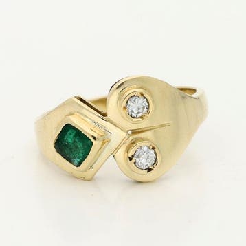 Ring - 18 karaat Geel goud Smaragd - Diamant, Sieraden, Tassen en Uiterlijk, Ringen, Nieuw