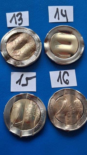Europa. 2 Euro Various Years (4 coins with cancellation