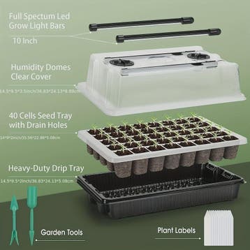 Professionele Zaad Starter Kit: 40 Cellen, 2 Groeilampen & V, Tuin en Terras, Verzenden, Nieuw