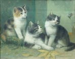 Hollandse School (XX), Naar - Drie kittens en een vlinder