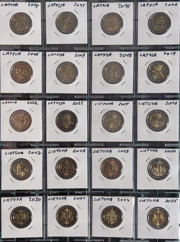 Letland, Litouwen. 2 Euro 2014/2025 (20 stuks) (Zonder