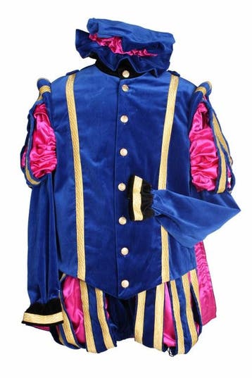 Piet Fluweel Met Cape Malaga Blauw-Roze - M, Diversen, Sinterklaas, Verzenden, Nieuw