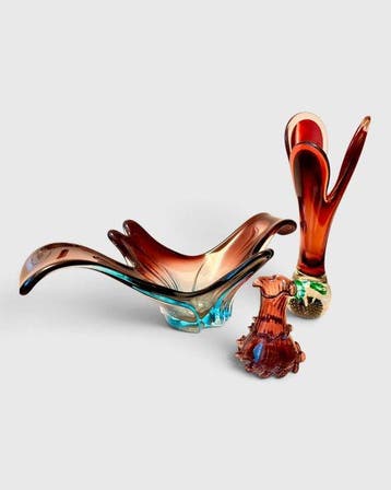 Vaas (3) - Glas - Mid-Century Modern Glas