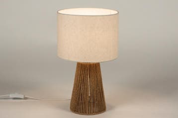 Rietveld Tafellampen - Wit, Bruin, Zand, Naturel - Stof, Tou, Verzenden, Nieuw