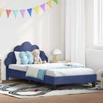 vidaXL Bedframe voor kinderen met hoofdbord Politieblauw 90, Verzenden, Nieuw, Blauw, Stof
