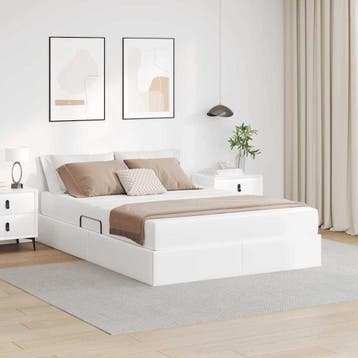 vidaXL Opslag bed met matras met opslag 2 st Wit Leer, Verzenden, Nieuw, Wit