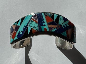 Spectaculair armband met talrijke inlays - Nelson Begay -