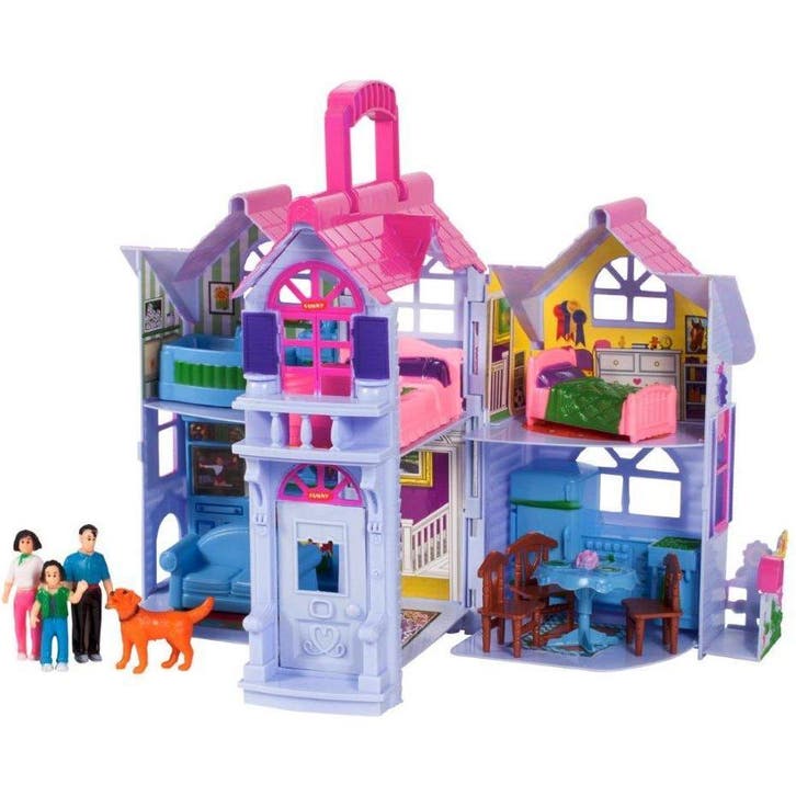 MalPlay Opvouwbaar Villa Poppenhuis met Meubels 18 cm -, Kinderen en Baby's, Speelgoed | Poppen, Ophalen of Verzenden