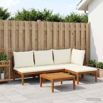 vidaXL 5 st Massief acaciahout & touw Naturel, Verzenden, Nieuw, 5 zitplaatsen