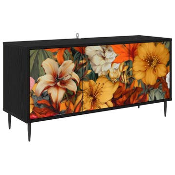 vidaXL Tv-meubel GENNEP 102 x 33 x 51 cm Zwart eiken Bewerkt, Minder dan 50 cm, Verzenden, Nieuw, Minder dan 100 cm