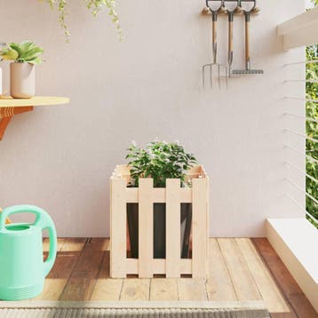 vidaXL Plantenbak met hekontwerp 40x40x40 cm massief, Tuin en Terras, Verzenden, Minder dan 60 cm, Nieuw, Hout