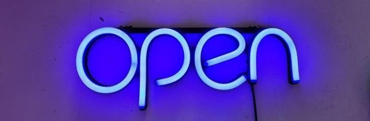 Open neon bord verlichting lamp licht kunststof 3D *blauw*, Zakelijke goederen, Horeca | Meubilair en Inrichting, Verzenden
