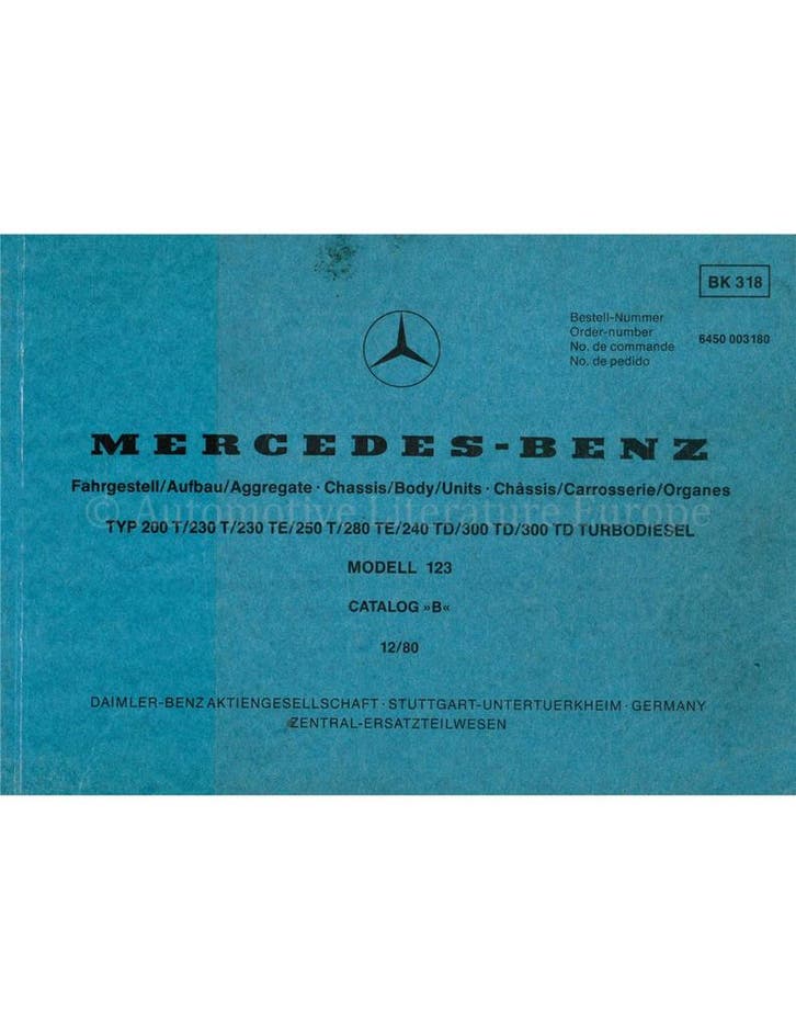1981 MERCEDES BENZ E-KLASSE ONDERDELENHANDBOEK (CHASSIS |, Auto diversen, Handleidingen en Instructieboekjes