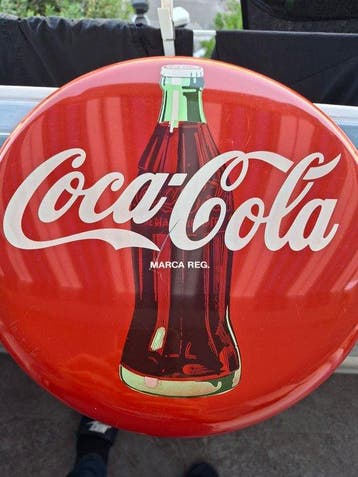 Coca-Cola - Vintage reclamebord met metalen dop Coca-Cola -