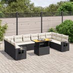 vidaXL 11-delige Loungeset met kussens poly rattan zwart, Verzenden, Nieuw, Rotan, Loungeset