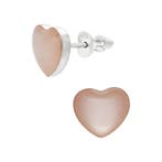 Oorknopjes zilver hartje van roze steen, Sieraden, Tassen en Uiterlijk, Oorbellen, Nieuw, Ophalen of Verzenden, Roze, Knopjes of Stekers