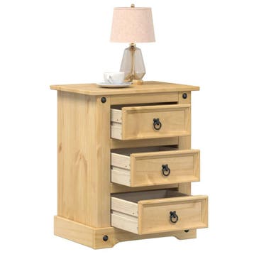 vidaXL Nachtkastje Corona 53x39x66 cm massief grenenhout, Minder dan 45 cm, Verzenden, Nieuw, 55 tot 70 cm